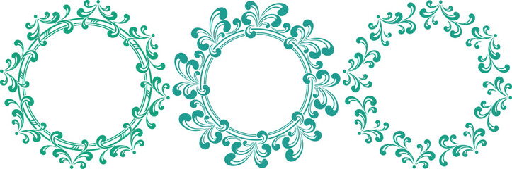 set of decorative cirlce frame vector illustration