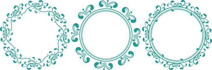 set of decorative cirlce frame vector illustration