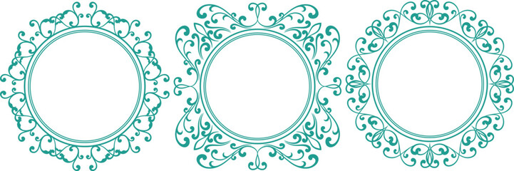 set of decorative cirlce frame vector illustration