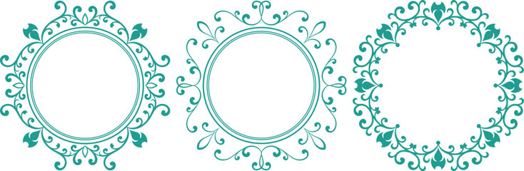 set of decorative cirlce frame vector illustration