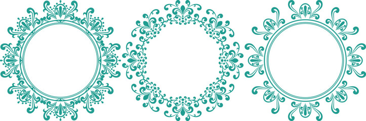 set of decorative cirlce frame vector illustration