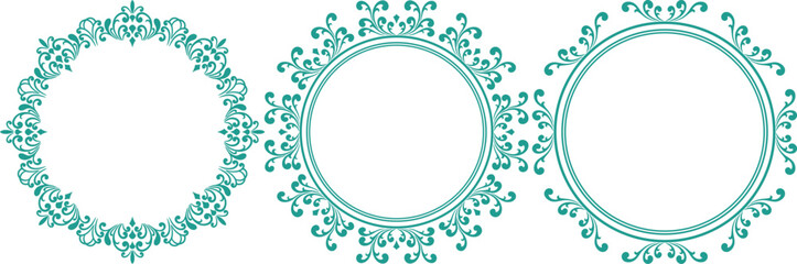 set of decorative cirlce frame vector illustration