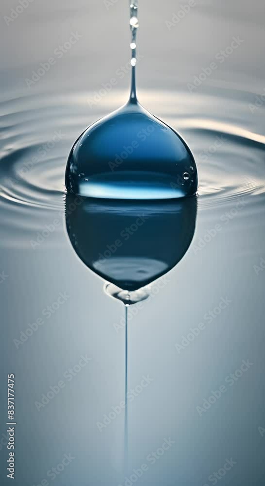 Poster a small drop of water is floating on the surface of a large body of water the water is calm and stil