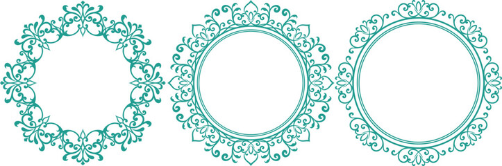 set of decorative cirlce frame vector illustration