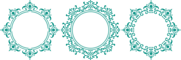 set of decorative cirlce frame vector illustration