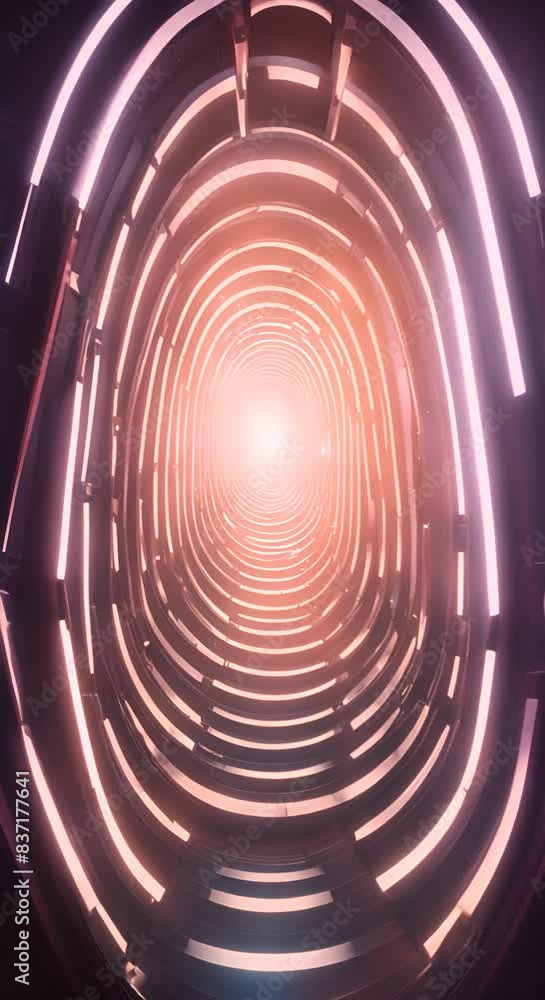 Poster a spiral tunnel with a bright light shining through it the tunnel is filled with glowing lights and 