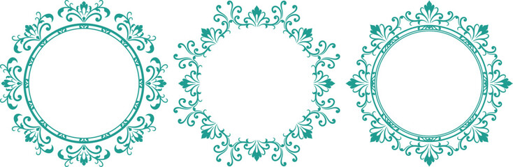 set of decorative cirlce frame vector illustration