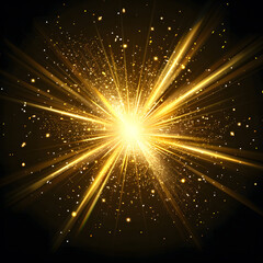 Naklejka premium Abstract golden bright light. Gold shine burst vector illustration isolated design.