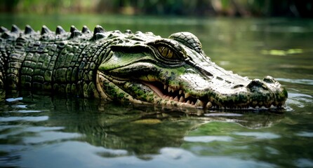 Fototapeta premium Big crocodile in the water of a big lake