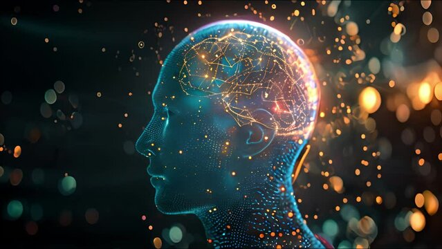 Human brain and head.Artificial intelligence, machine learning, and deep learning