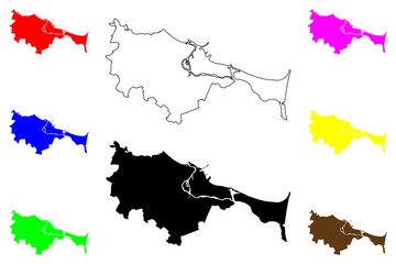 Gdansk City (Republic of Poland, Pomeranian) map vector illustration, scribble sketch City of Gdansk map