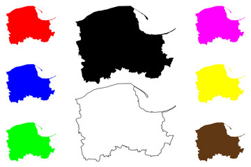 Pomeranian Voivodeship (Administrative divisions of Poland, Voivodeships of Poland) map vector illustration, scribble sketch Pomerania Province (Pomorskie Region) map....