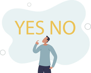 rational businessman thinking and make decision for business or career question.flat vector illustration.