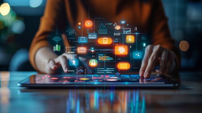 Real-time manipulation of digital elements and analytics in an augmented workspace.