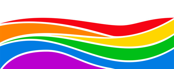 Pride wave background, multicolored rainbow LGBT flag colors isolated, LGBTQ gay pride stripes flag