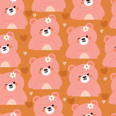 seamless pattern cartoon bears. cute animal wallpaper illustration for gift wrap paper