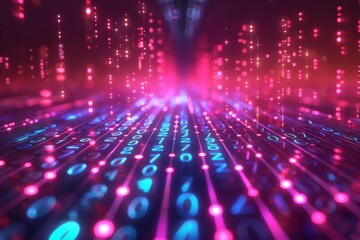 Obraz premium Digital Binary Technology Background created with Generative AI