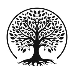Minimalist Tree of Life Silhouette.