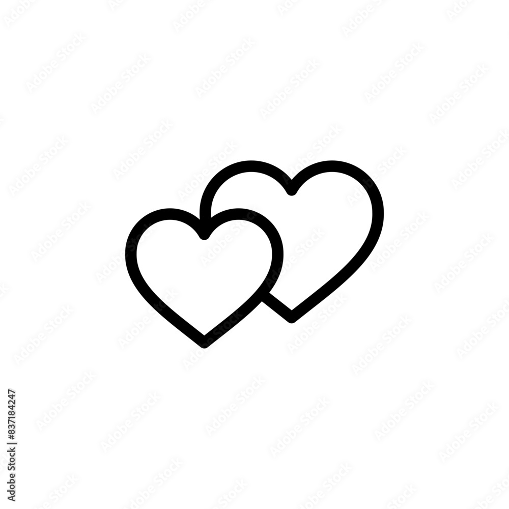 Poster double hearts icon, two hearts icon symbol sign. favorite heart icon button. save or add to favorite