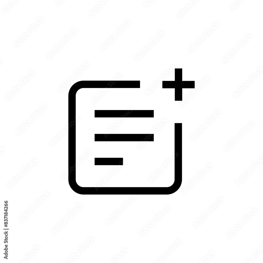 Aufkleber Add new list icon , vector file document with plus symbol, create new report icon add to lists sign. web vector icon