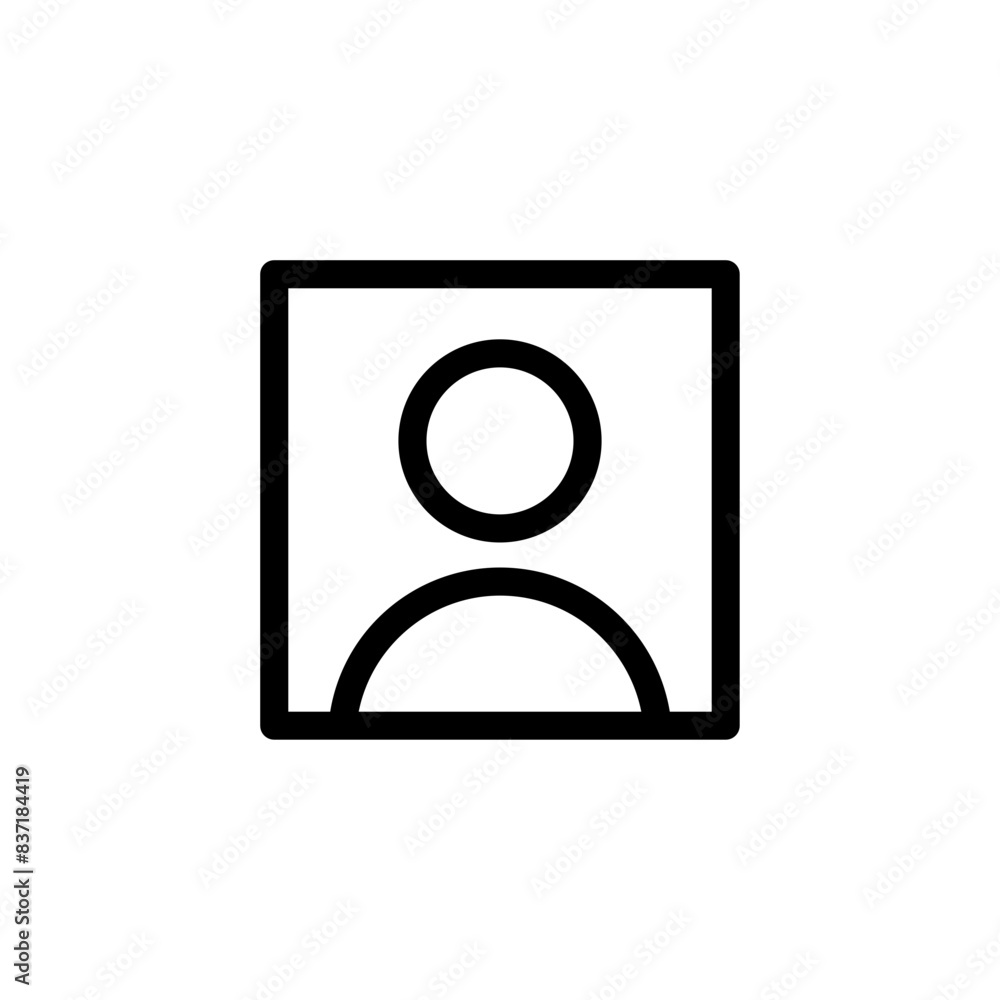 Poster profile avatar user icon, login account sign, male person profile avatar symbol in square. web vecto