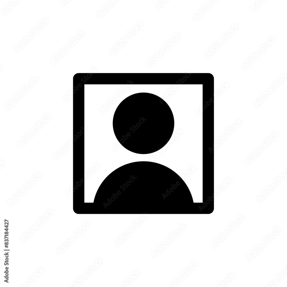 Poster profile avatar user icon, login account sign, male person profile avatar symbol in square. web vecto