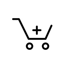 add to shopping cart icon, shop basket symbol with plus icon symbol . line outline. web vector icon