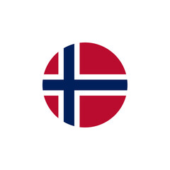 Round Norway country flag design element