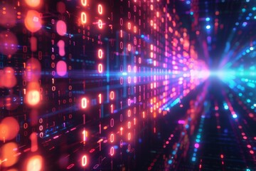 Obraz premium Digital Binary Technology Background created with Generative AI