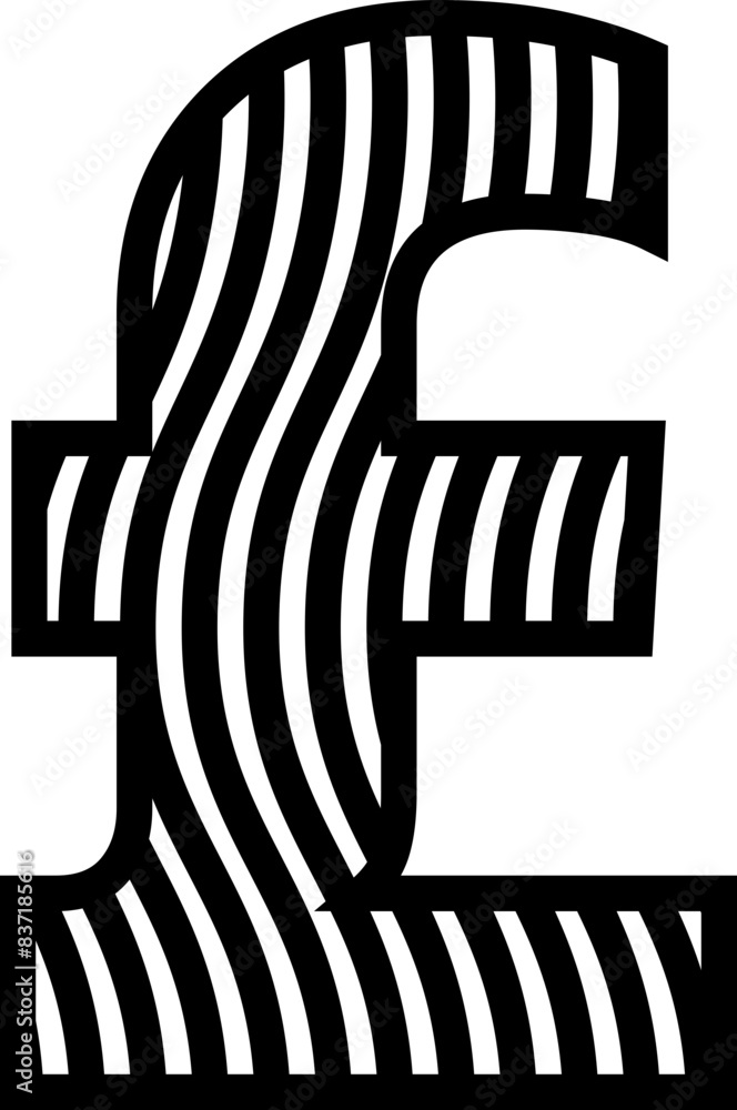Fototapete wave line currency font vector shape