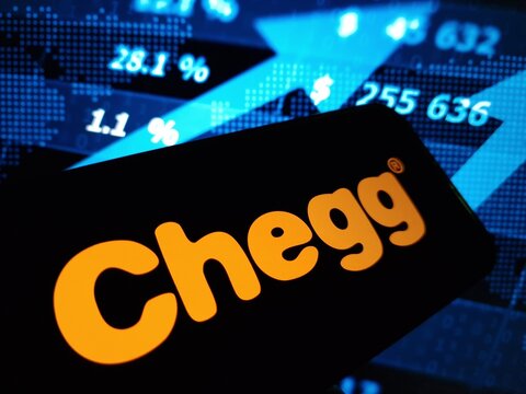 Konskie, Poland - May 30, 2024: Chegg company logo displayed on mobile phone