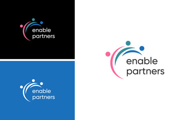 enable human partner logo. team leader collaboration vector idea. human teamwork template