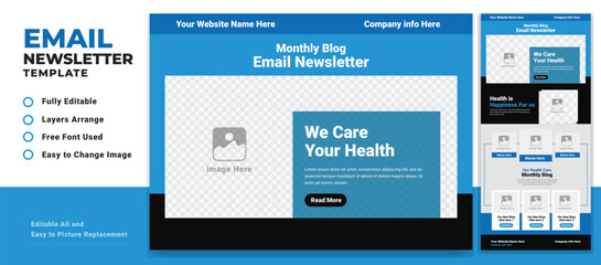 Medical Health Email Newsletter Marketing Template Design Layout
