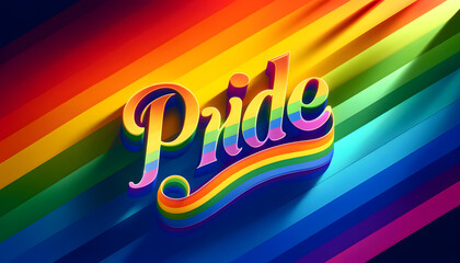 Typography "PRIDE" in Rainbow Colors. LGBTQ Ideation.