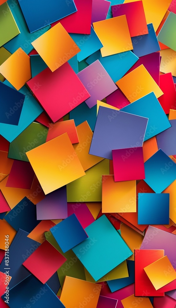 Poster vibrant and colorful geometric square pattern background for graphic design projects