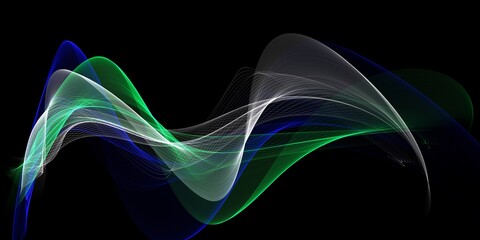 abstract blue background, three waves in three different colors