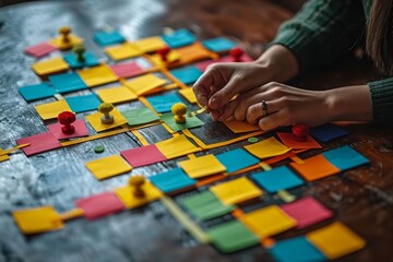 Fototapeta premium Group of People Playing a Game on a Table