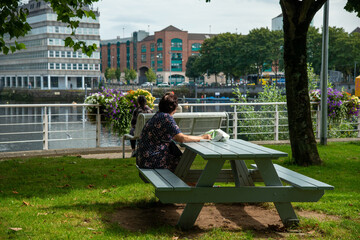 People relaxing, playing and having fun in the streets