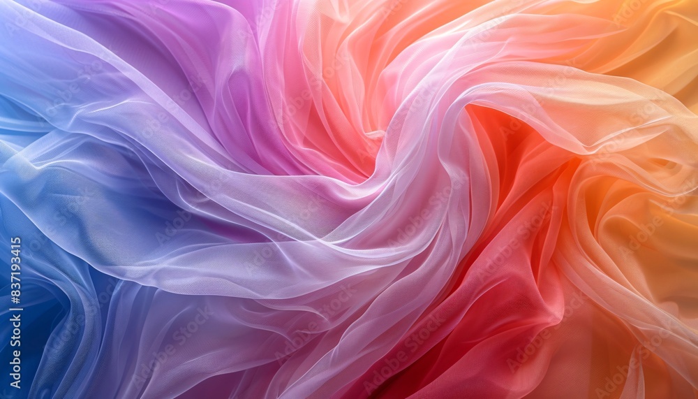 Poster vibrant abstract background with flowing multicolored fabric in soft pastel shades of pink, blue, an