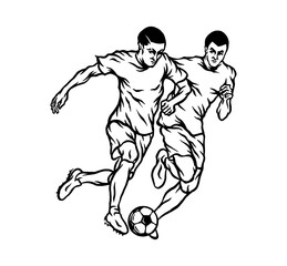 football player interception drawing rustic line art