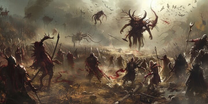  An army of various undead attacks an army of elves.