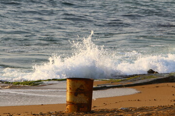 Two hundred -liter barrel for storing and transporting liquids.