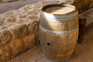 Two hundred -liter barrel for storing and transporting liquids.