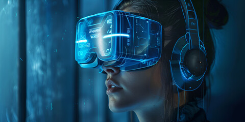 Digital Immersion: Woman Experiencing Virtual Reality
