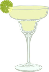 margarita with a slice of lime clip art