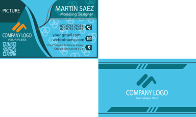 PrinVector modern creative and clean business card template, flat design green color and food symbol logo, business cardt