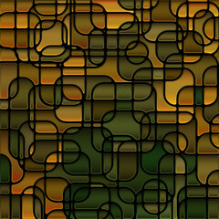 abstract vector stained-glass mosaic background - green and orange