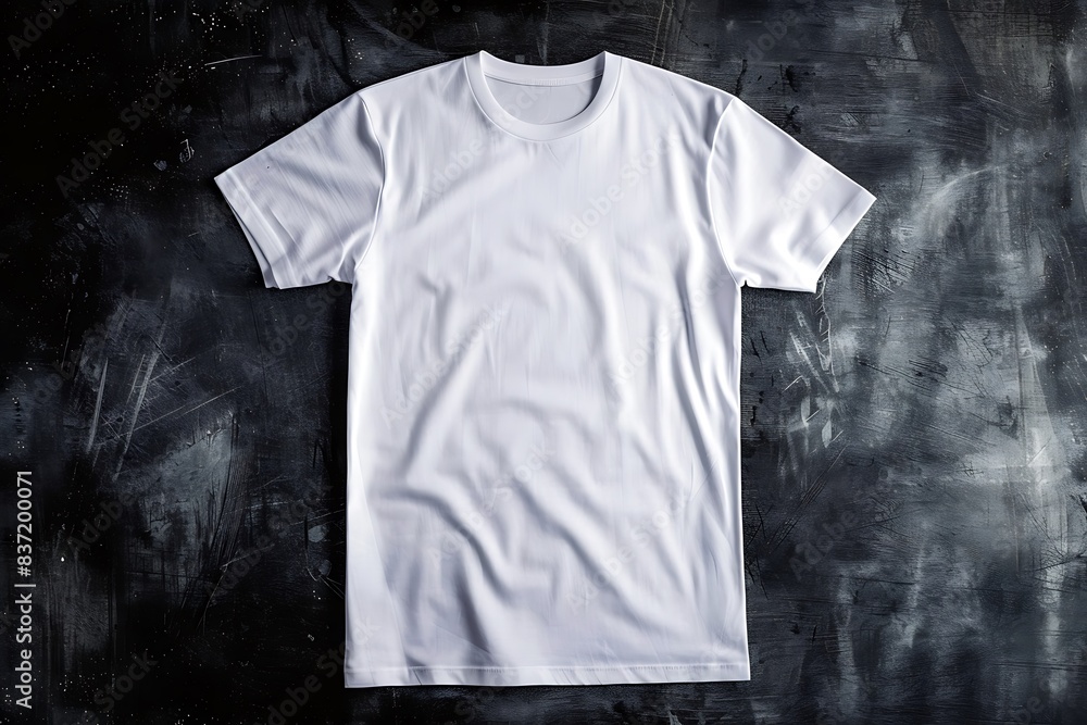 Wall mural White cotton t shirt mockup on the dark background