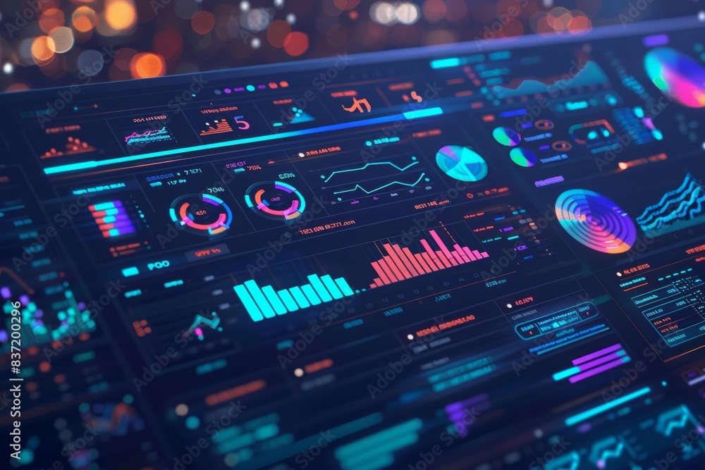 Poster modern hi-tech digital control panel for futuristic user experience design