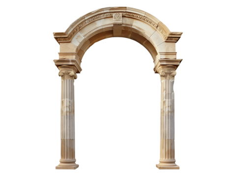 Classic column arch isolated on transparent background